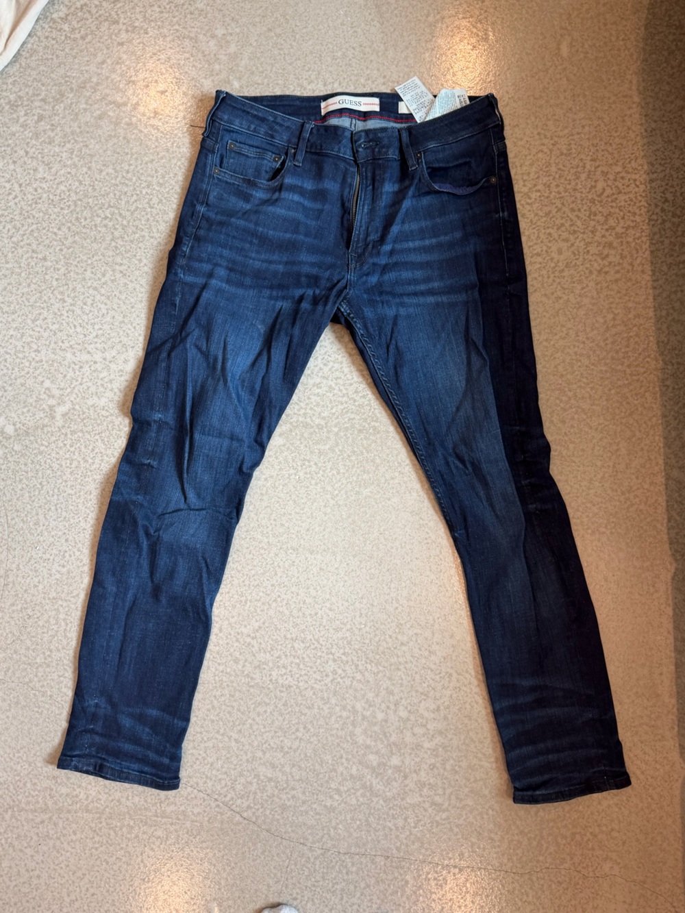 Men's GUESS Dark Blue Denim Jeans - Classic Straight Fit